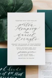 wedding photo - Tropical Hawaiian Calligraphy Wedding Invitations