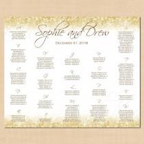 wedding photo - White Gold Sparkles Seating Chart Poster, Table Number & Alphabetical (22x18): Text-Editable in Microsoft® Word, Printable Instant Download
