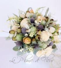 wedding photo - Rustic wedding bouquet, cottage chic bouquet.  Bride's bouquet of thistle, sola flowers, wildflowers, gumnuts and Australian native foliage.