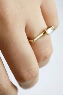 wedding photo - Baguette Diamond Engagement Ring, Solid Gold, Diamond Engagement Ring, Baguette Diamond Ring, Engagement Ring, Geometric Engagement Ring