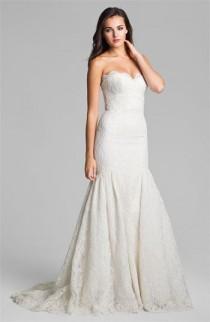wedding photo - Theia Strapless Embroidered Lace Trumpet Gown 
