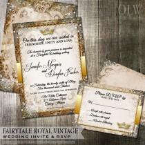 wedding photo - Vintage Fairytale Royal Wedding Invitation and RSVP Card 