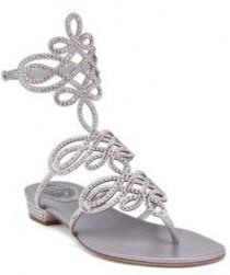 wedding photo - Rene Caovilla Swarovski Crystal-Embellished Satin Flat Sandals