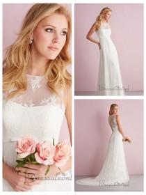 wedding photo -  Strapless Satin Slim Wedding Gown with Hand-beaded Lace Bust Line