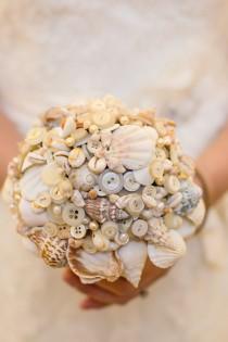 wedding photo - Shell and button bouquet