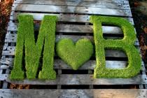 wedding photo - TWO 24 inch Moss Letter Moss Covered Monogram Letters and HEART-Moss Covered Letter Initial Wedding Home Door-I have made 100s of these