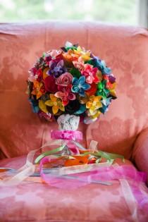 wedding photo - Colorful Paper Bridal Bouquets - Large Bridal Bouquet