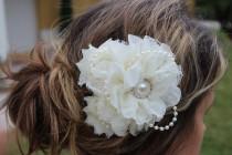 wedding photo - Ivory bridal fascinator cream flower girl hair clip ivory hair bow cream hair accessory ivory bow toddler girl hair bow clips ivory