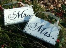 wedding photo - Mr Mrs Wedding Signs Chair Signs Rustic Wedding Signs Wood Signs Painted Signs