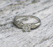 wedding photo - Vintage Platinum Diamond Engagement Ring