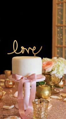 wedding photo - Love Cake Topper - Wedding Cake Topper - Gold Cake Topper