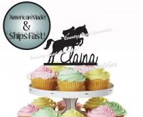 wedding photo - Western Jumping Horse With Rider And First Name Birthday Cake or Cup Cake Cake Topper