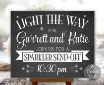 wedding photo - Sparkler Send-Off Wedding Sign Chalkboard Printable Personalized with Names and Time Digital (#SPK1C)