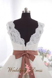 wedding photo - Gorgeous French Lace Ballgown with Lace Straps Sash Available in a Variety of Colors