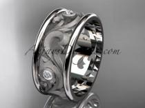 wedding photo -  14kt white gold diamond engagement ring, wedding band ADLR121BB