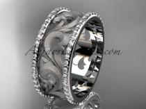wedding photo -  14kt white gold diamond engagement ring, wedding band ADLR121BD