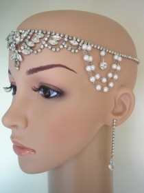 wedding photo -  Great Gatsby Headpiece, Art Deco Headband, Art Deco Hair Accessories, Hair Jewelry, Rhinestone Headband,Wedding Tikka , 1920s Bridal Jewelry