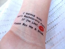 wedding photo - 20 Bachelorette Party Sorority Party Temporary Tattoo -plus FREE Matching Tattoo For The Bride- I'm Lost, Please Buy Me A Drink