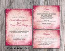 wedding photo -  DIY Rustic Wedding Invitation Template Set Editable Word File Download Printable Invitation Red Wedding Invitation Pink wedding invitation