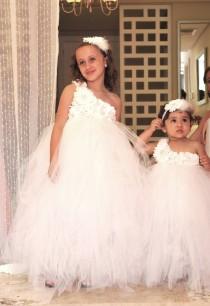 wedding photo - White Flower Girl Dress, White Tulle Dress 