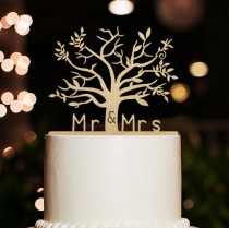 wedding photo - Rustic Wedding Cake Topper,Cherry Wood Tree Cake Topper,Mr and Mrs Cake Topper,Tree Cake Topper,Personalized Cake Topper For Engagement