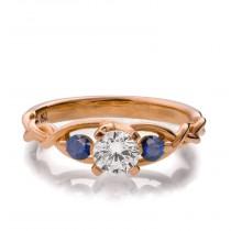 wedding photo - Braided Engagement Ring - Diamond and Sapphires engagement ring, rose gold diamond ring, engagement ring, celtic ring, three stone ring, 7