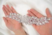 wedding photo - Diamante Applique, rhinestone applique,crystal bridal Sash applique, Bridal Applique, wedding applique, pearl beaded applique, wedding belt