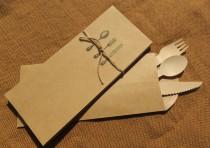 wedding photo - Kraft Silverware Envelope Flatware Sack Cutlery Bag Pouch Sleeve Wedding Utensil Holder Pack of 25