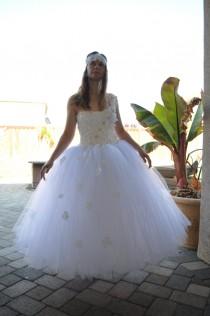 wedding photo - Special Occasion Dress, Flower Girl Dress, Adult Tutu, Wedding Tutu, Tutu Dress, Girls Tutu, Toddler Dress, White Dress, Christening Dress