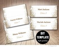 wedding photo - Printable Placecards, Place cards Wedding,Gold Wedding Place Cards, Confetti Wedding, Wedding Placecard Template, Gold Place cards