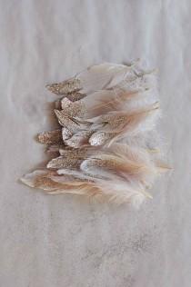 wedding photo - DIY Gold And Glitter Dipped Feathers