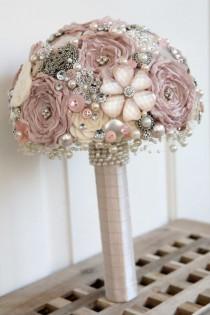 wedding photo - Vintage Style Artificial Brooch Bridal Wedding POSIE Bouquet NEW Made To Order