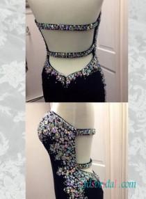 wedding photo - PD16080 Sexy open back sparkles crystals accents prom dress