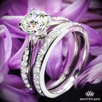 wedding photo - Platinum Legato Sleek Line Pave Diamond Wedding Set