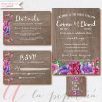 wedding photo - Wood Wedding Invitation, Wedding RSVP card, Wedding Rustic, Wood invitation. Weeding DIY, rustic,floral. Wood Printable wedding invitation.
