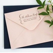 wedding photo - Custom Address Stamp - Personalized Stamp - Wedding - Hand Drawn Curly Bracket - DIY Printing - Housewarming - Wood Mounted - Self Inker
