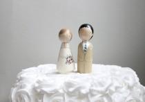 wedding photo - RUSH Cake Topper // Wedding Cake Topper // Peg Dolls // Wooden Cake Toppers // Custom Cake Toppers // Goose Grease // Wooden Dolls