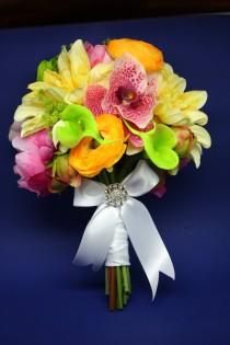 wedding photo - Summery silk bridal bouquet