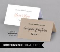 wedding photo - Place Card Template, Instant Download, Rustic Seating Cards, Table Numbers, Name Cards, DIY Printable Placecards, Editable PDF Template