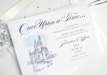 wedding photo - Disney World Fairytale Wedding, Cinderella's Castle, Orlando Wedding Watercolor Save the Date Cards (set of 25 cards)