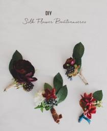 wedding photo - DIY: Silk Flower Boutonnieres