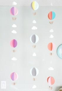 wedding photo - Hot Air Balloon Paper Garland- Wedding, Birthday, Bridal Shower, Baby Shower, Party Decorations, Baby Nursery, Mobile, Photo Prop