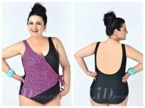 wedding photo -  Black And Watermelon Red High Flexibility Colorful Printed Sexy Halter One Piece Plus Size Swimsuit Lidyy1605241078