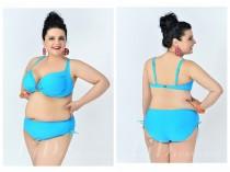 wedding photo -  Sky Blue Solid Color High Flexibility Sexy Halter Plus Size Bikini With Widening And Thickening Lidyy1605241073