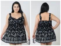 wedding photo -  Black Butterfly Conservative Colorful Printed High Elasticity Plus Size Swimsuit With Little Skirt Lidyy1605241067