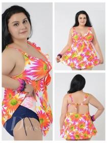 wedding photo -  White And Pink Flower Printing Plus Size Sexy Womens Swimsuit Lidyy1605241053