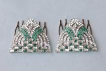 wedding photo - GENUINE 1920s Emerald Green Paste Rhinestone Hair Comb,Single or PAIR,Paved Rhinestone,Upcycled Reclaimed Vintage Jewels,Green Bridal Combs