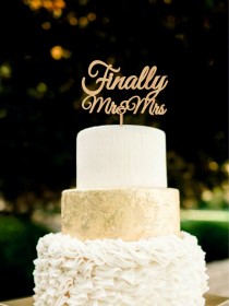 wedding photo -  Finally Mr & Mrs Wedding Cake Topper Wood Cake Topper Golden Wedding Cake Topper Silver Cake Topper
