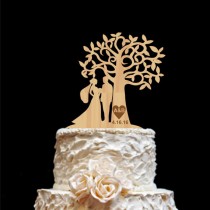 wedding photo -  Rustic Wedding Cake Topper- Personalized Monogram Cake Topper - Mr and Mrs -