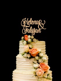 wedding photo -  Wedding Cake Topper Personalized Rustic Cake Topper Names Bride and Groom Cake Topper